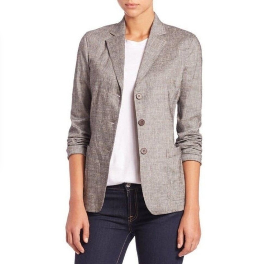 Theory Minou T Linen Blazer with Notched Lapels Size 8 EUC